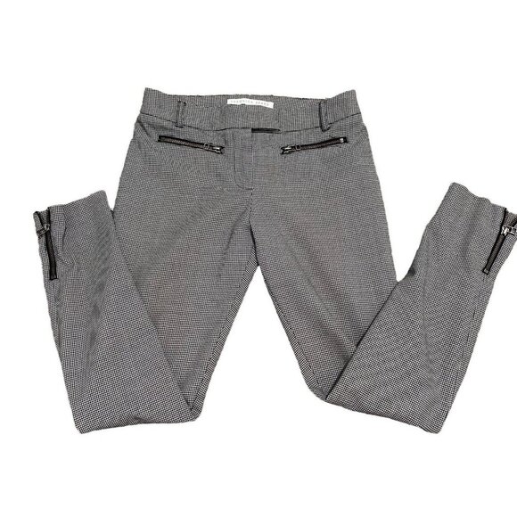 Veronica Beard Houndstooth Zipper Black White Pants Size 2 28 - Picture 1 of 16